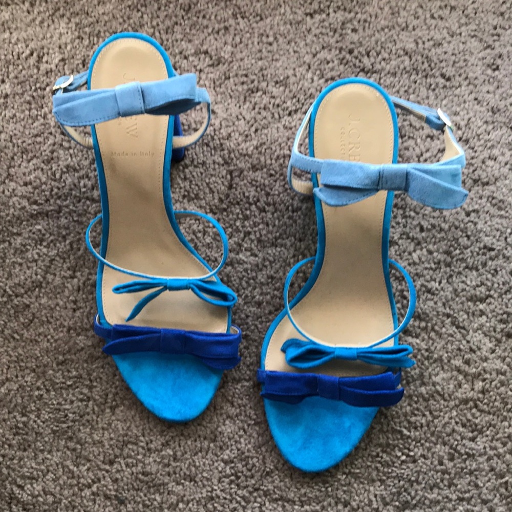 NWOT J. Crew Triple Bow Blue Color Block Heels